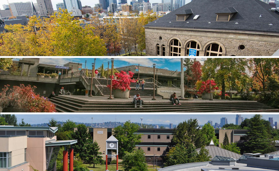 The campuses of Seattle Colleges -- Central, North, and South