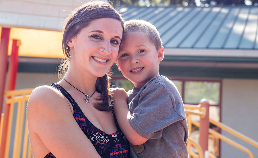 Shaina Huntley with her son