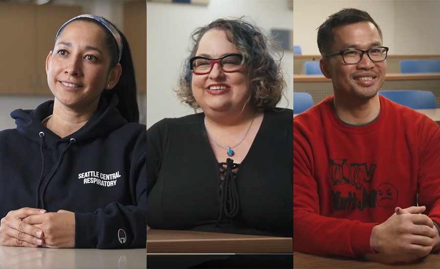 Student scholarship recipients Maria, Christy, and Oloth