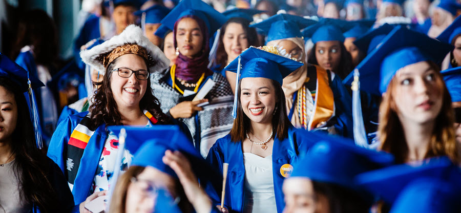 Seattle Colleges graduates in procession