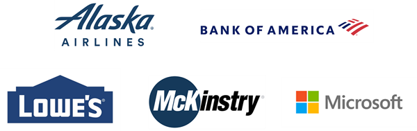Alaska Airlines, Bank of America, Lowe's, McKinstry, Microsoft