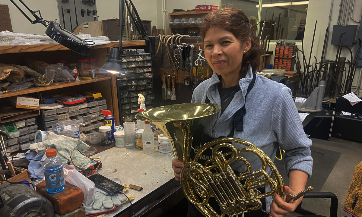 Technician Estella Patricia Moreno, who appears in “The Last Repair Shop.”